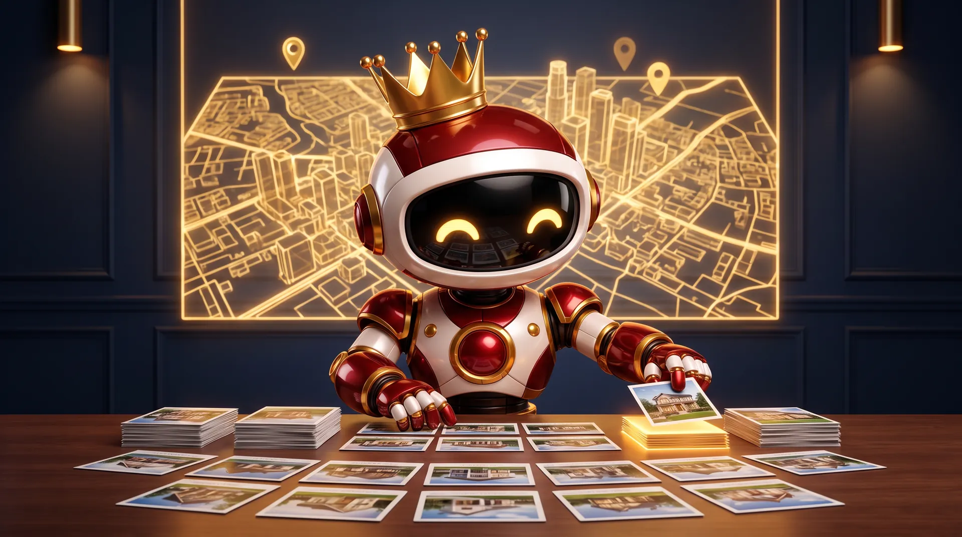 The West Robot sorting house cards into piles, with the best picks glowing gold