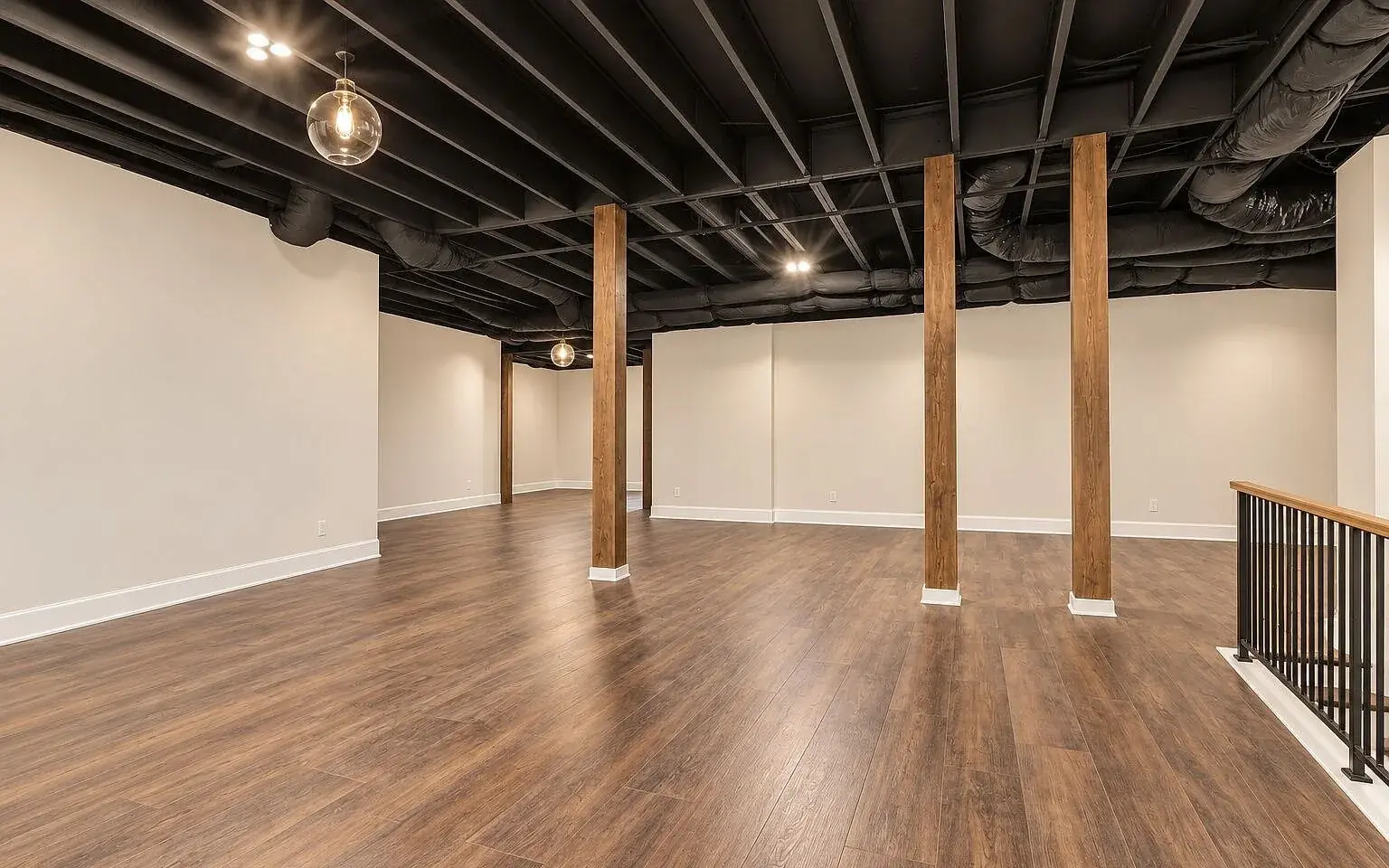 Before: a finished basement living area